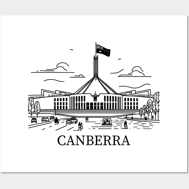 canberra line art illustration Wall Art by art poo